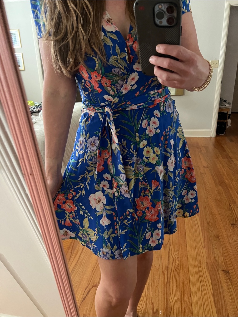 Yumi Kim Kennedy floral blue wrap silk dress medium - looks new!